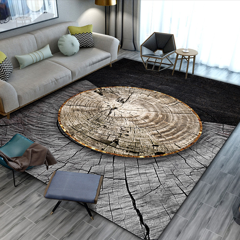Wholesale Commercial Printing - Minimalist Wood Slice Print Rug Non-Slip