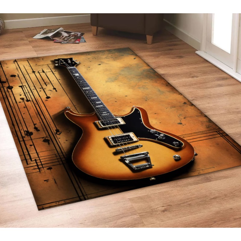 Guitar Print Music Theme Rug M - огляд і ціна Commercial Printing Icon