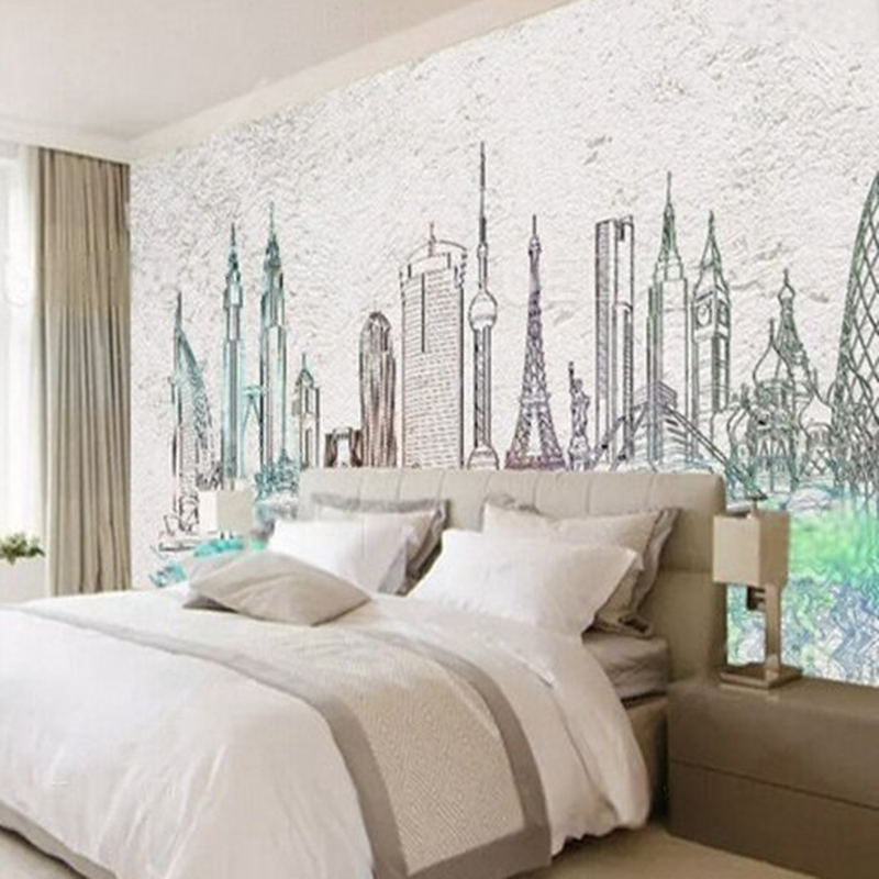Modern watercolor city silhoue - огляд і ціна Commercial Wallpaper Printing