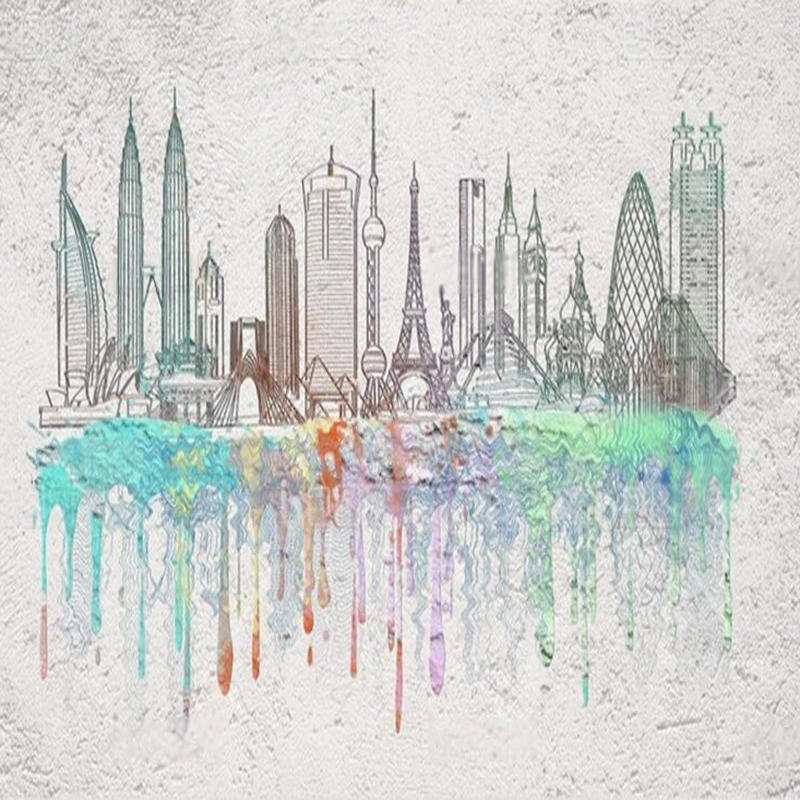 Modern watercolor city silhoue - огляд і ціна Commercial Wallpaper Printing